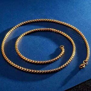 ⭐ Incredible  22" Round Box Chain 4mm Wide 18K Gold ⭐